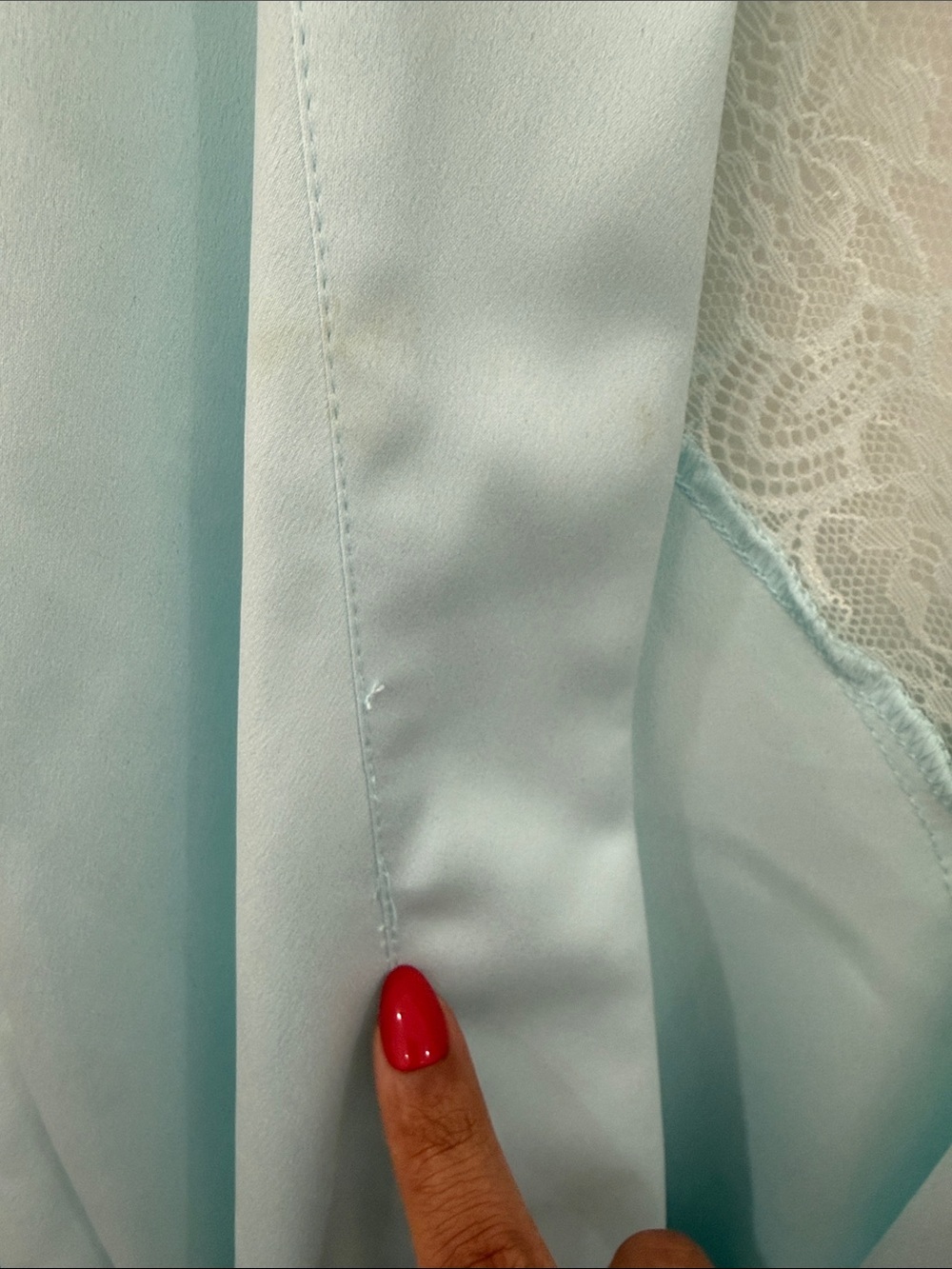 Flora Nikrooz Light Blue Satin Lace-Trim Robe - Picture 13 of 13